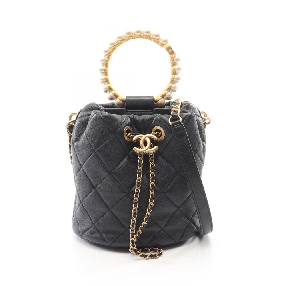 Chanel Matelassé 2-Way Shoulder Bag/Handbag, Leather, Women's, Black (AS2608)